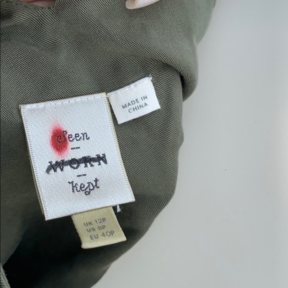 Anthropologie Seen, Worn, Kept utility midi dress army green size 8P - Picture 5 of 11